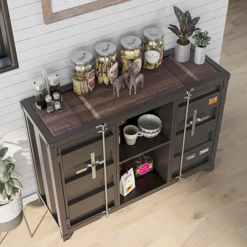 Kilcurry Industrial 46-inch Steel 6-Shelf Console Table by