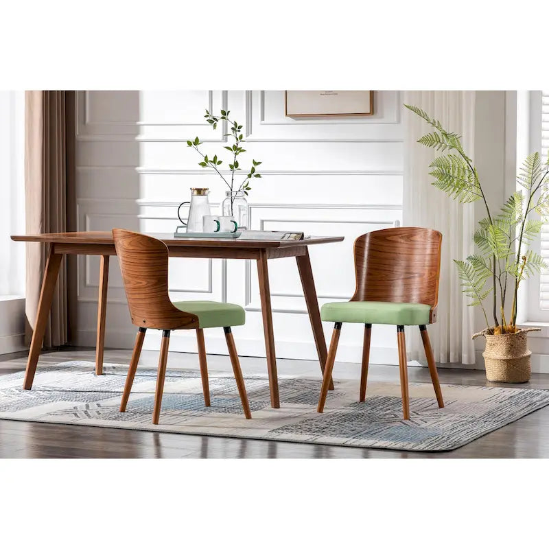 Karr Armless Dining Chairs Set of 2, Beech Wood Back & Legs