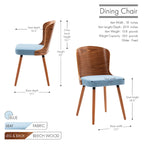 Karr Armless Dining Chairs Set of 2, Beech Wood Back & Legs