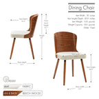 Karr Armless Dining Chairs Set of 2, Beech Wood Back & Legs
