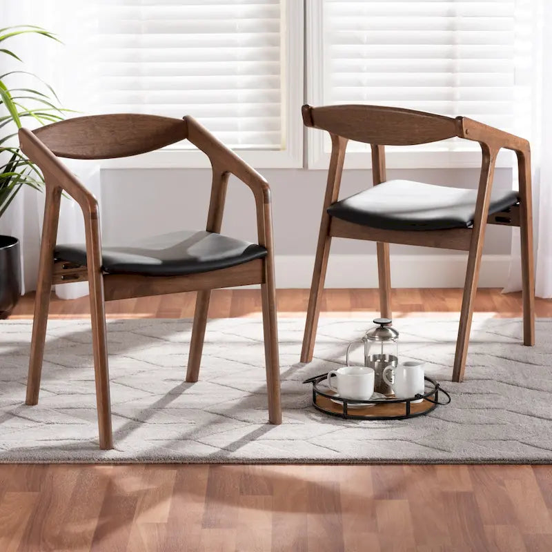 Harland Mid-Century Modern 2-Piece Dining Chair Set