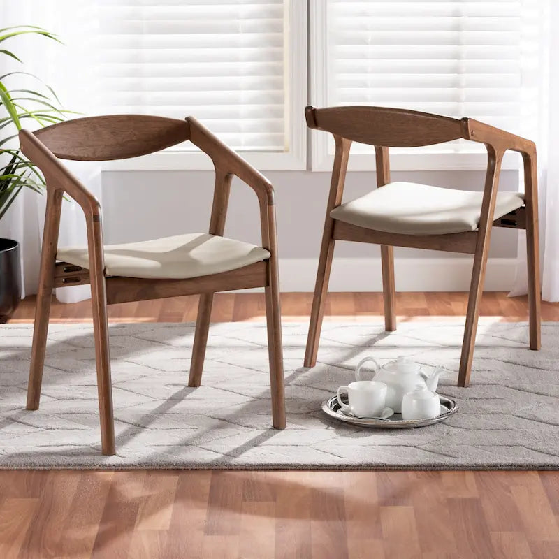 Harland Mid-Century Modern 2-Piece Dining Chair Set