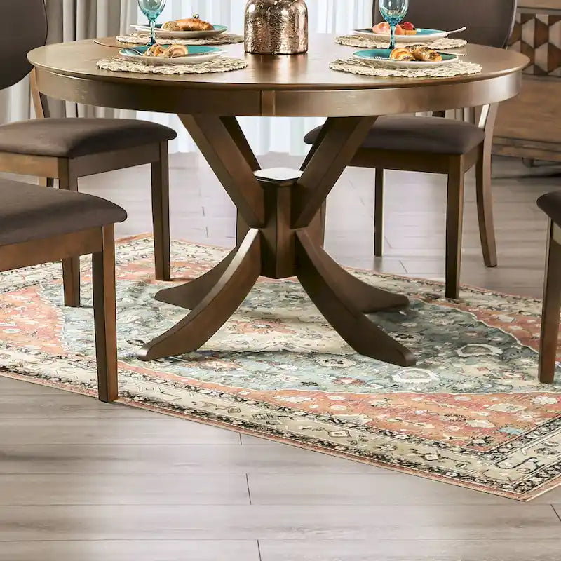 Transitional Walnut Wood 5-Piece Dining Set by