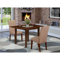  Kitchen Table Set- a Rectangle Dining Table and Brown Linen Fabric Dining Chairs, Mahogany (Pieces Option)