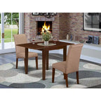  Kitchen Table Set- a Rectangle Dining Table and Brown Linen Fabric Dining Chairs, Mahogany (Pieces Option)