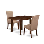 Kitchen Table Set- a Rectangle Dining Table and Brown Linen Fabric Dining Chairs, Mahogany (Pieces Option)