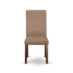 Kitchen Table Set- a Rectangle Dining Table and Brown Linen Fabric Dining Chairs, Mahogany (Pieces Option)