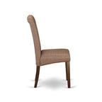 Kitchen Table Set- a Rectangle Dining Table and Brown Linen Fabric Dining Chairs, Mahogany (Pieces Option)