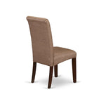 Kitchen Table Set- a Rectangle Dining Table and Brown Linen Fabric Dining Chairs, Mahogany (Pieces Option)