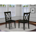   Dining Chairs - Double Cross Back Wooden Seat Chairs, Set of 2, Black - CLC-BLK-W