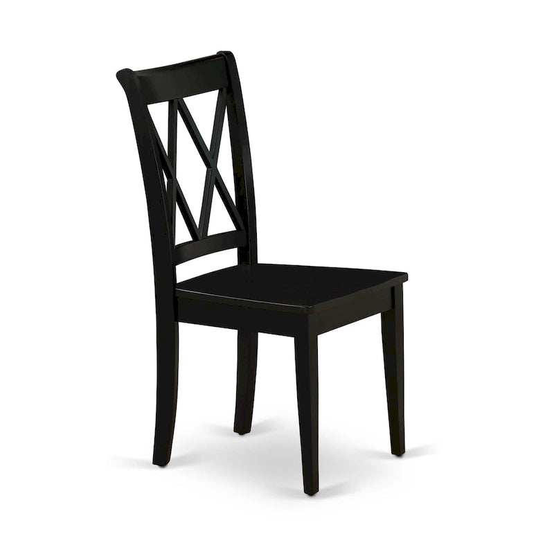 Dining Chairs - Double Cross Back Wooden Seat Chairs, Set of 2, Black - CLC-BLK-W