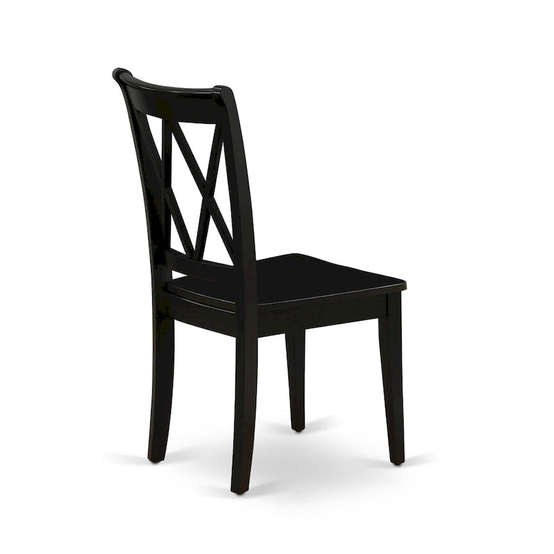 Dining Chairs - Double Cross Back Wooden Seat Chairs, Set of 2, Black - CLC-BLK-W