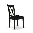 Dining Chairs - Double Cross Back Wooden Seat Chairs, Set of 2, Black - CLC-BLK-W