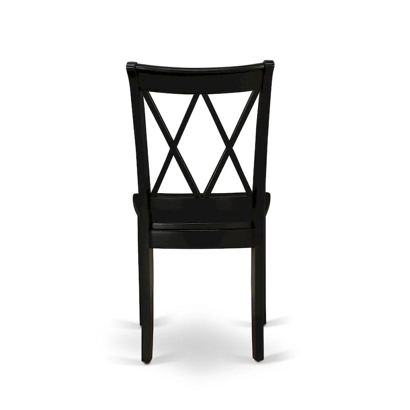 Dining Chairs - Double Cross Back Wooden Seat Chairs, Set of 2, Black - CLC-BLK-W