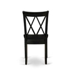 Dining Chairs - Double Cross Back Wooden Seat Chairs, Set of 2, Black - CLC-BLK-W