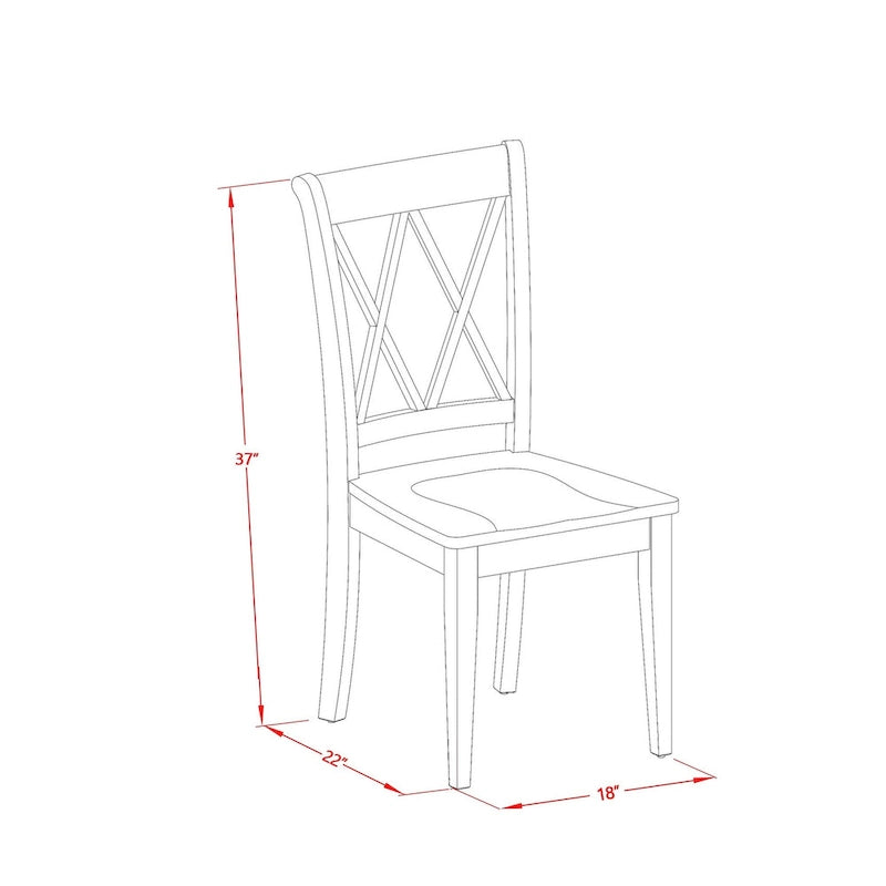 Dining Chairs - Double Cross Back Wooden Seat Chairs, Set of 2, Black - CLC-BLK-W