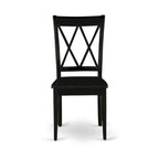 Dining Chairs - Double Cross Back Wooden Seat Chairs, Set of 2, Black - CLC-BLK-W