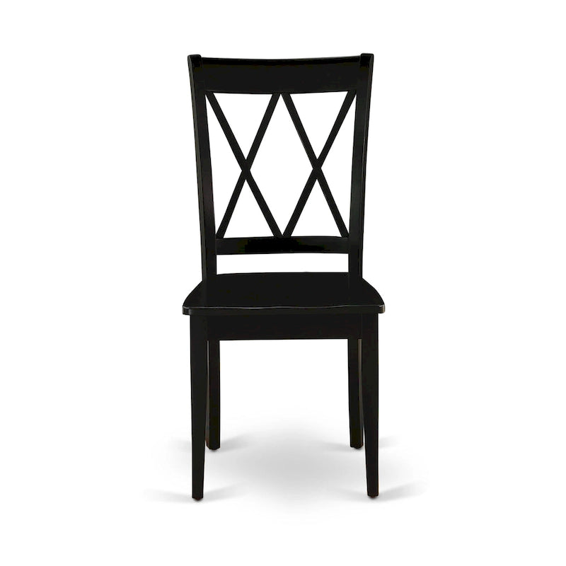 Dining Chairs - Double Cross Back Wooden Seat Chairs, Set of 2, Black - CLC-BLK-W