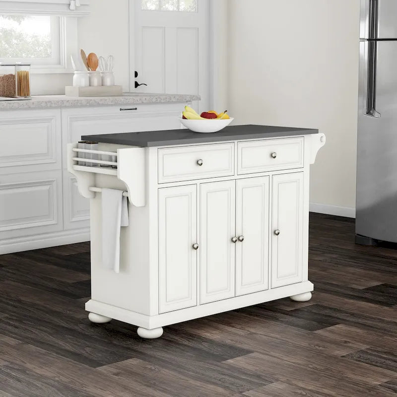 Crosley Alexandria Stainless Steel Top Full Size Kitchen Island/Cart - 18d x 51.5w x 34h