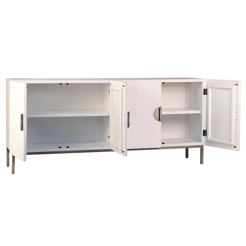 Cordilia 79-inch White Reclaimed Pine and Iron Contemporary 4-Door Sideboard