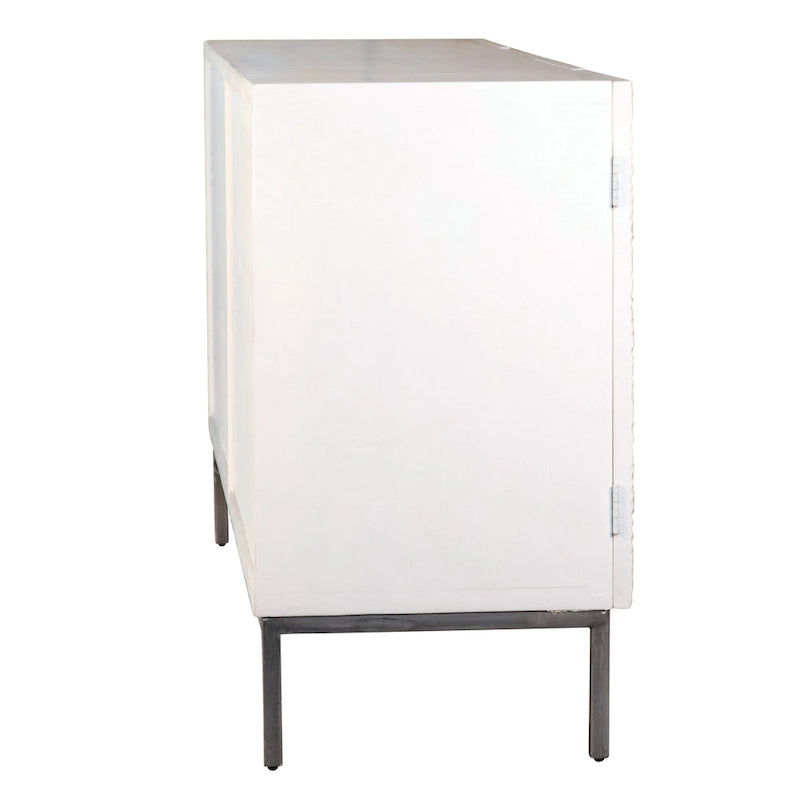 Cordilia 79-inch White Reclaimed Pine and Iron Contemporary 4-Door Sideboard