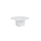 60 Diameter Round Marble Table with Cubical Marble Base