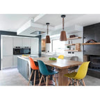 Set of 2 Modern 28 Color Seat Height DSW Molded Armless Plastic Counter Bar Stool Natural Wood Eiffel Dowel Legs Kitchen