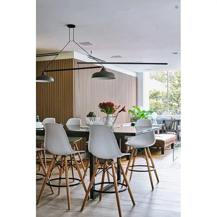 Set of 2 Modern 28 Color Seat Height DSW Molded Armless Plastic Counter Bar Stool Natural Wood Eiffel Dowel Legs Kitchen