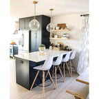 Set of 2 Modern 28 Color Seat Height DSW Molded Armless Plastic Counter Bar Stool Natural Wood Eiffel Dowel Legs Kitchen