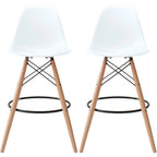 Set of 2 Modern 28 Color Seat Height DSW Molded Armless Plastic Counter Bar Stool Natural Wood Eiffel Dowel Legs Kitchen