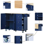 Rolling Mobile Kitchen Island with Drop Leaf - Solid Wood Top, Locking Wheels & Storage Cabinet 52.7 Inch Width