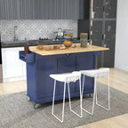 Rolling Mobile Kitchen Island with Drop Leaf - Solid Wood Top, Locking Wheels & Storage Cabinet 52.7 Inch Width