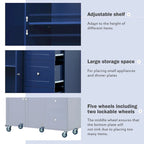 Rolling Mobile Kitchen Island with Drop Leaf - Solid Wood Top, Locking Wheels & Storage Cabinet 52.7 Inch Width