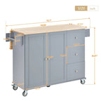 Rolling Mobile Kitchen Island with Drop Leaf - Solid Wood Top, Locking Wheels & Storage Cabinet 52.7 Inch Width