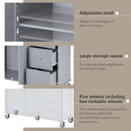 Rolling Mobile Kitchen Island with Drop Leaf - Solid Wood Top, Locking Wheels & Storage Cabinet 52.7 Inch Width