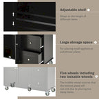 Rolling Mobile Kitchen Island with Drop Leaf - Solid Wood Top, Locking Wheels & Storage Cabinet 52.7 Inch Width