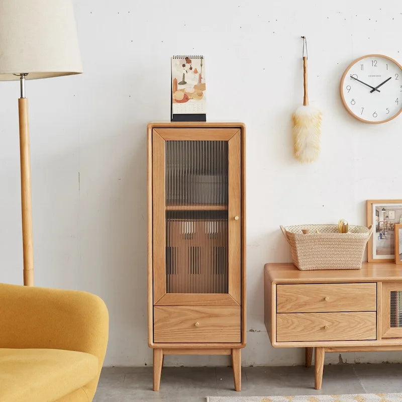 Nestfair Solid Wood Storage Cabinet with Shelves and Drawer - N/A