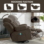 Dotted Velvet Massage Heated Manual Recliner Chair w/360 Swivel Base