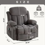 Dotted Velvet Massage Heated Manual Recliner Chair w/360 Swivel Base