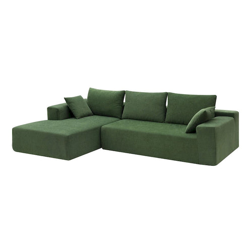 109-inch Green Modular L-shaped Minimalist Upholstered Sectional Sofa Set with Two Pieces Combination - 109W x 68D x 28.5H
