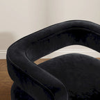 Upholstered Black Velvet Open Back Club Chair with Gold Base - 26.8 H x 29.5 W x 26 D