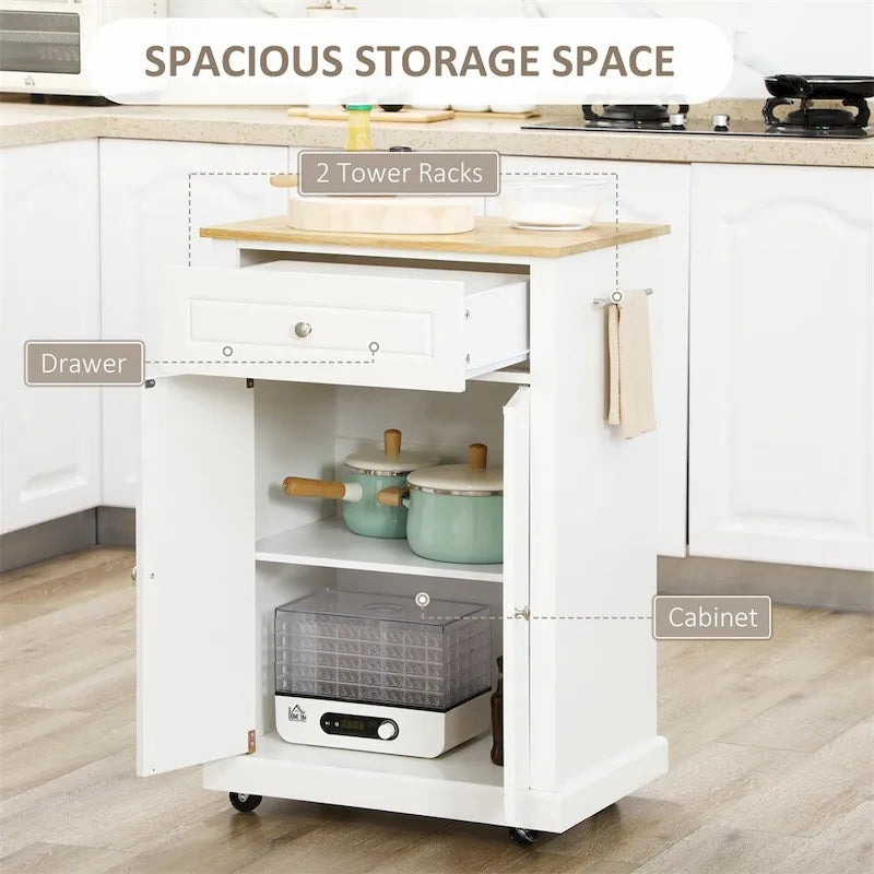 Rolling Kitchen Island Cart,Portable Serving Trolley Table with Drawer