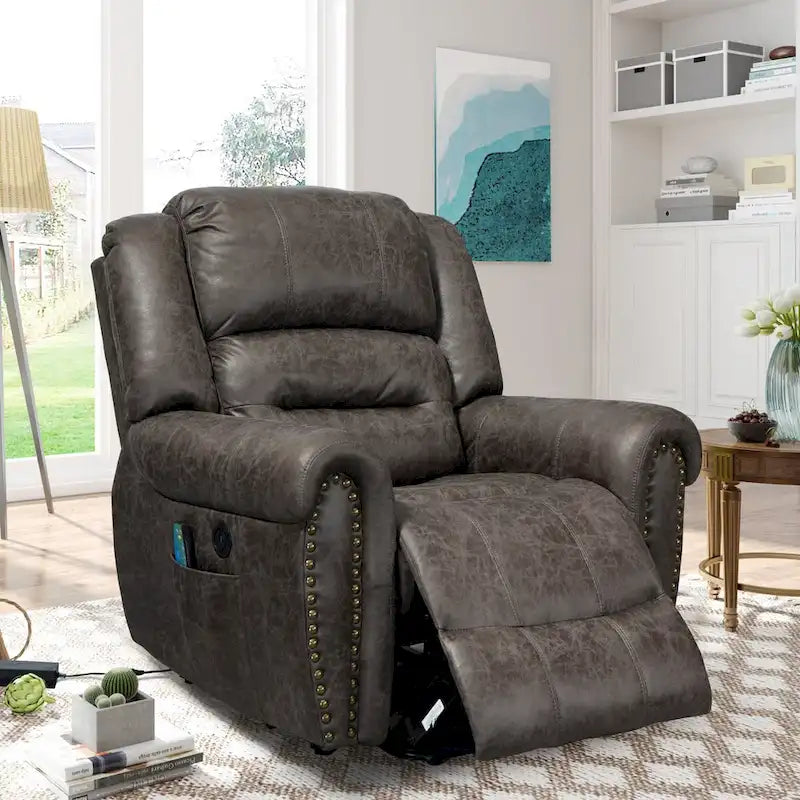 Faux Leather Oversized Power Lift Recliner Remote, Massage& Heating