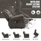 Faux Leather Oversized Power Lift Recliner Remote, Massage& Heating