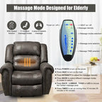 Faux Leather Oversized Power Lift Recliner Remote, Massage& Heating
