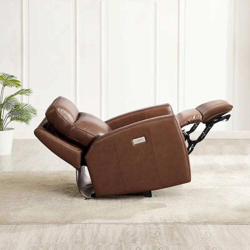 Hydeline Vienna Zero Gravity Power Recline and Headrest Top Grain Leather Recliner