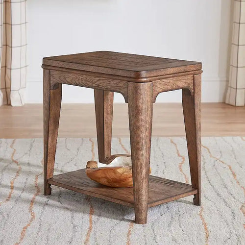 Ashford Sienna Brown Chairside Table with Oak Wood
