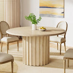 Round Dining Table, 47.24 Farmhouse Kitchen Table, Dinner Table